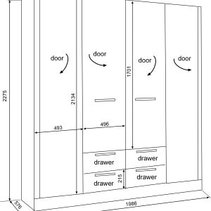 Alternative view of Armário 4 portas+2 espelhos+ 4 gavetas TREE 199x227x58