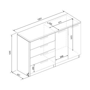 Alternative view of Cómoda 4 gavetas + 2 portas ECO 120x120x40