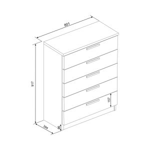 Alternative view of Cómoda 5 gavetas ECO 80x82x40