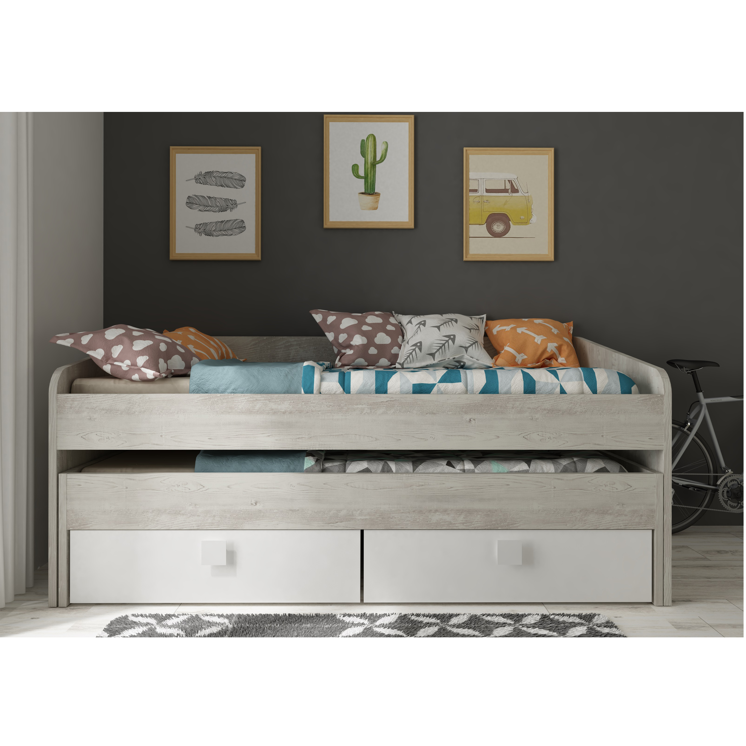 Cama dupla com 2 gavetas B012 90x190 - Image 4