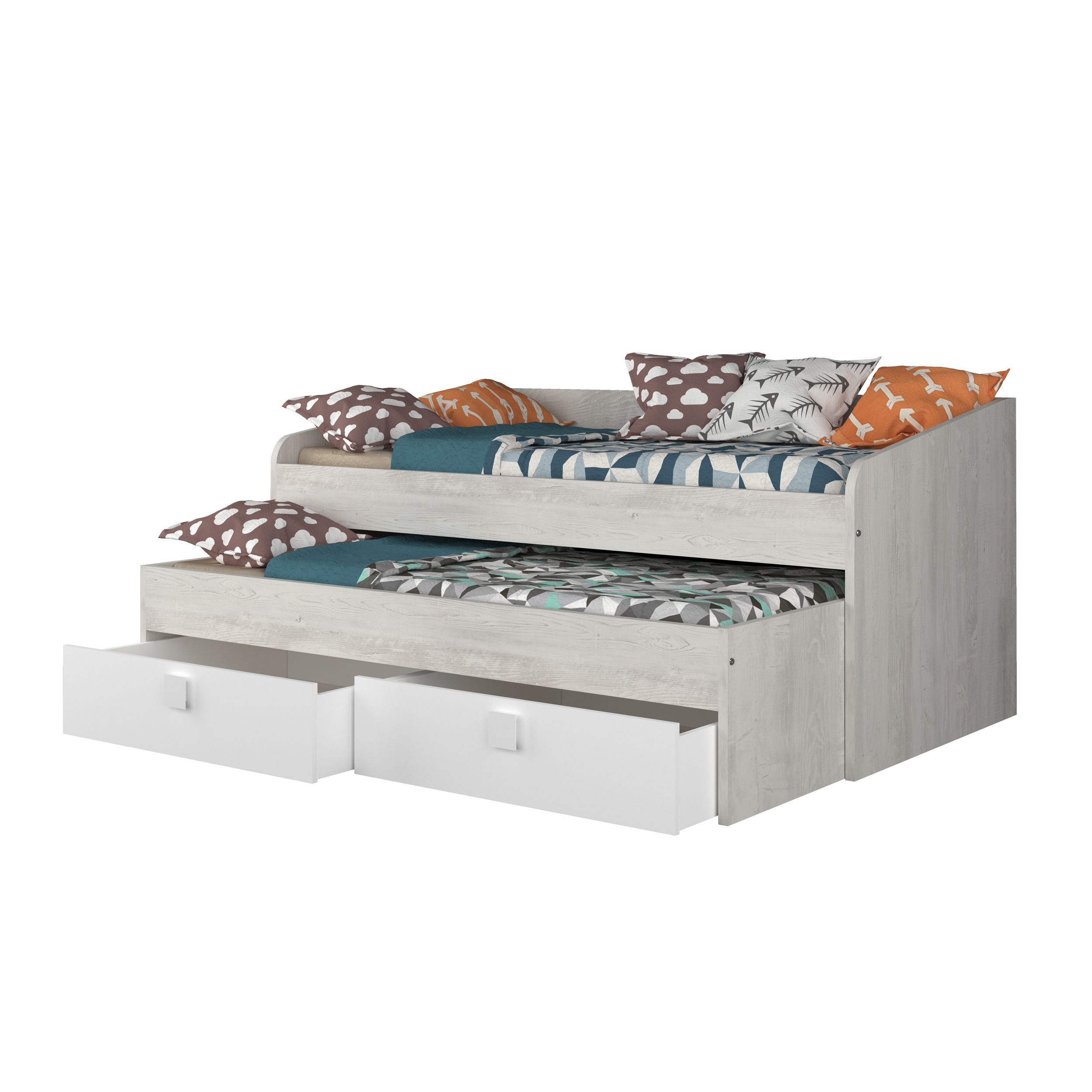 Cama dupla com 2 gavetas B012 90x190