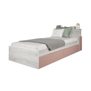 Compacto com 2 gavetas + mesa cabeceira JAZZ 90x200 - Rosa claro