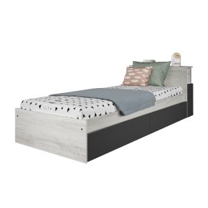 Compacto com 2 gavetas + mesa cabeceira JAZZ 90x200 - Preto