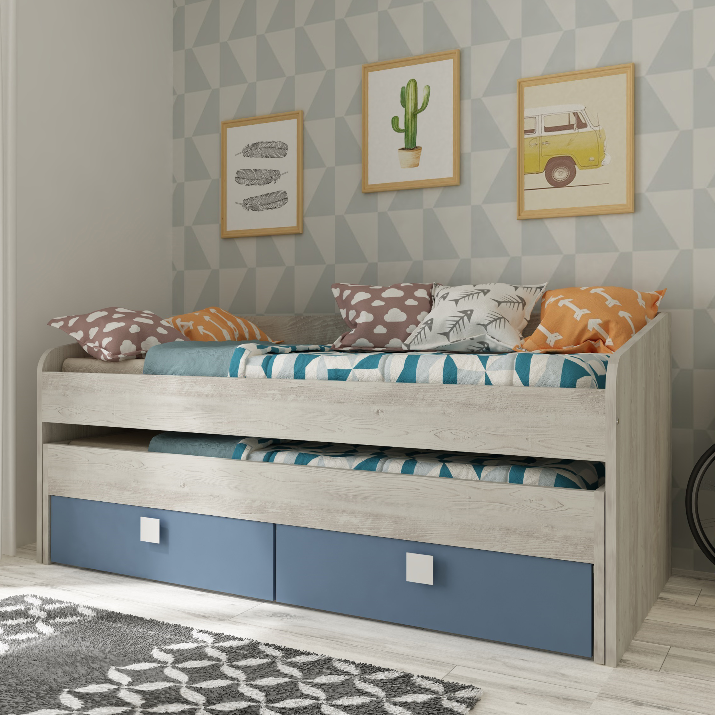 Cama dupla com 2 gavetas B012 90x190 - Image 6